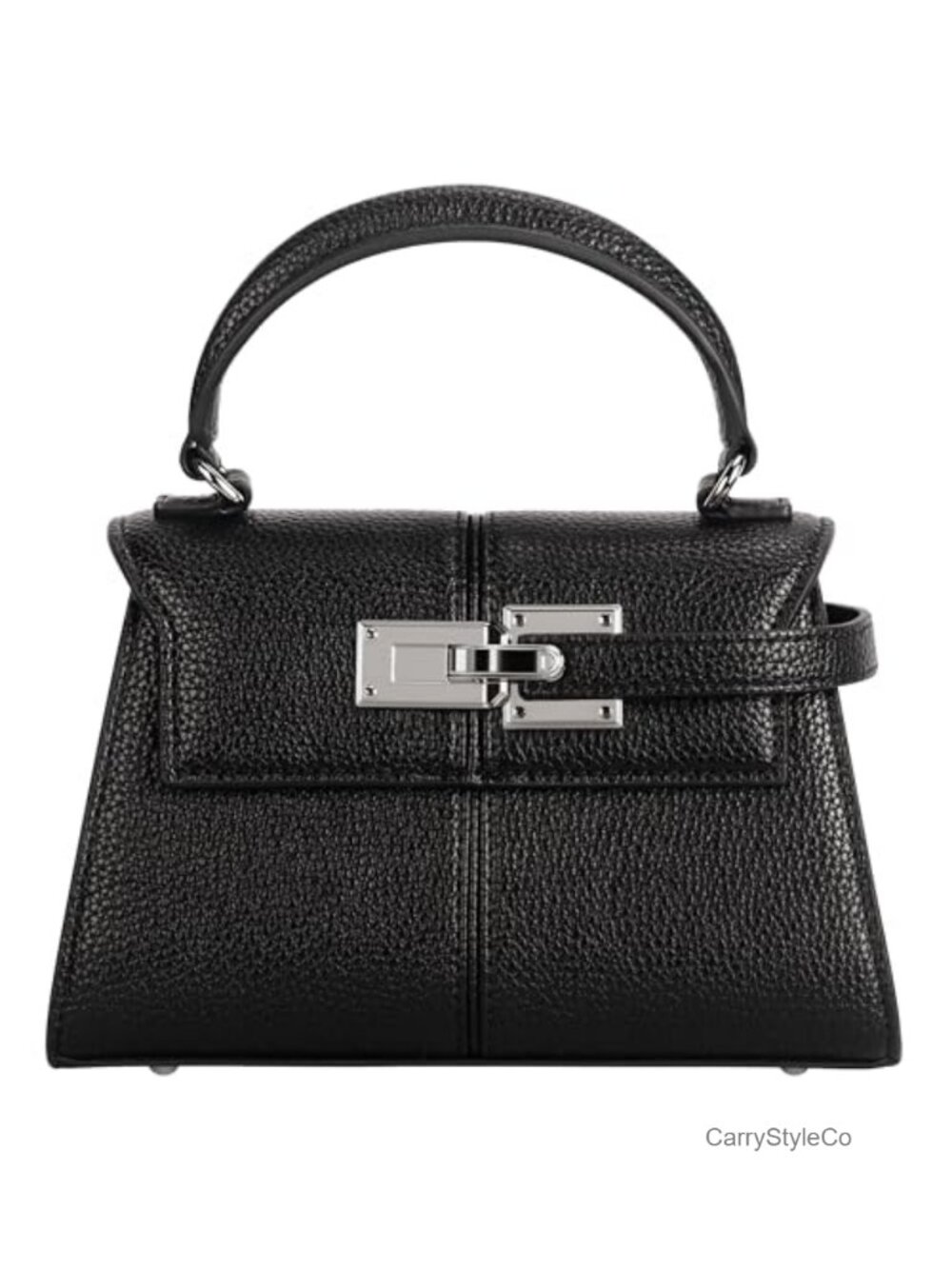Vegan Leather Top Handle Satchel Bag with Detachable Strap